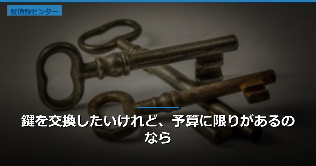 鍵を交換したいけれど、予算に限りがあるのなら
